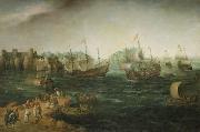 Hendrik Cornelisz. Vroom Ships trading in the East. oil painting reproduction
